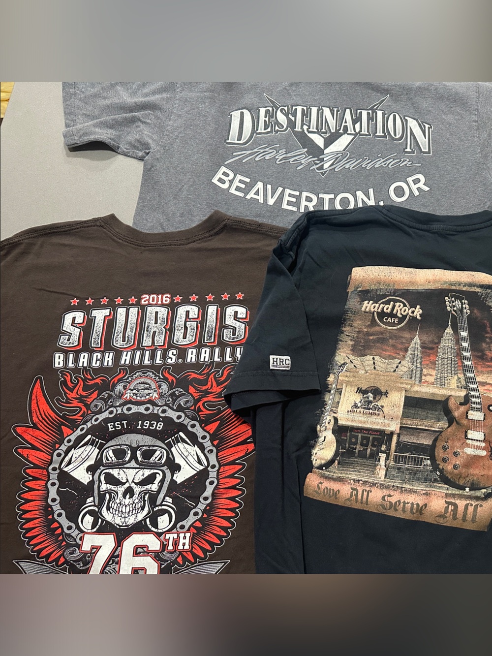 Harley Davidson, Hard Rock, Sturgis T-Shirt 3 Pack Bundle